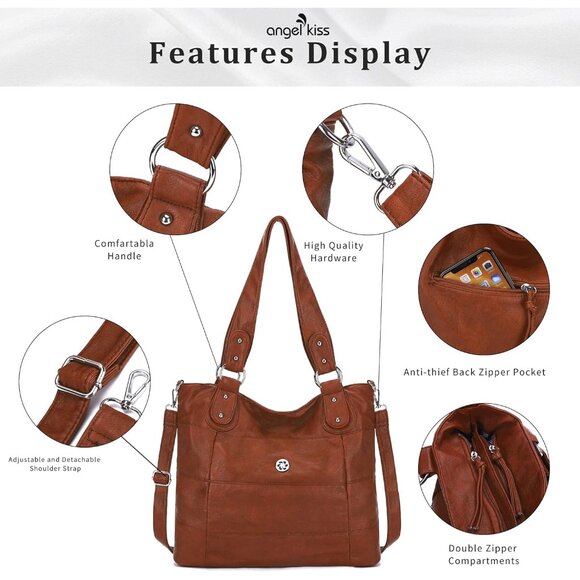 Hobo Purse Women Multi-Color Striped Leather Crossbody Shoulder Tote Bag - Picture 6 of 8